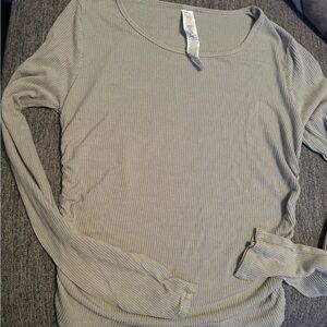ALO Yoga Ribbed Long Sleeve Top - Light Gray